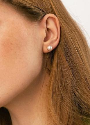 Золотые серьги - пусеты с жемчугом с08812
