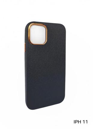 Чехол leather case  — iphone 11  — black