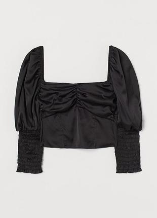 Блузка с рукавами-буфами для женщины h&m 0888473-002 38(s) черный