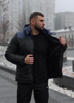 Зимова куртка "європейка" синьо-чорна3 фото