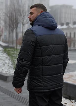 Зимова куртка "європейка" синьо-чорна2 фото