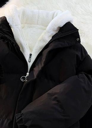 Женская стильная куртка пуховик стеганная легкая зимняя теплая с вшитым меховым капюшоном синтепон 2502 фото