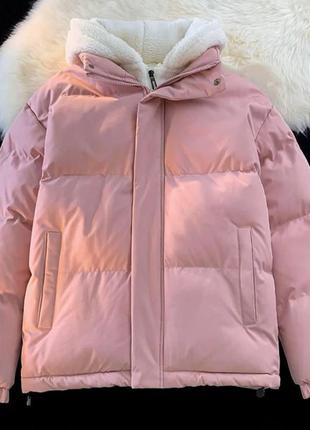 Женская стильная куртка пуховик стеганная легкая зимняя теплая с вшитым меховым капюшоном синтепон 2503 фото