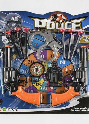 Набор полиции 008-1 2 пистолета, наручники, мишень, компас, 6 патронов с присосками, на листе
