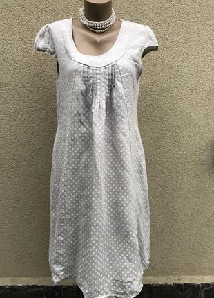 Льняное платье,сарафан,туника под пояс в горохи,этно бохо стиль,лен 100%, италия1 фото