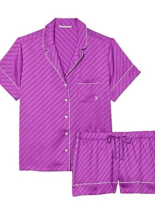 Піжама the satin short pajama set electric violet size m