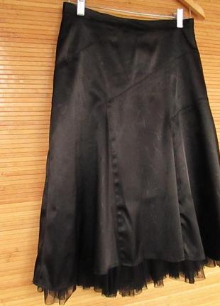 Красивая нарядная черная атласная юбка с фатином2 фото