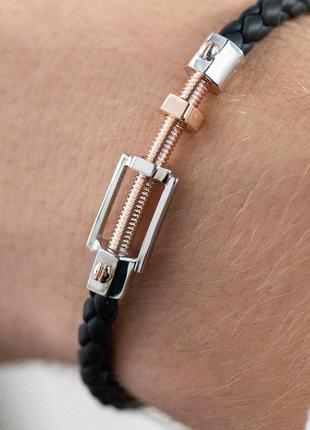 Каучуковый браслет "гвоздь" с золотыми вставками б05375