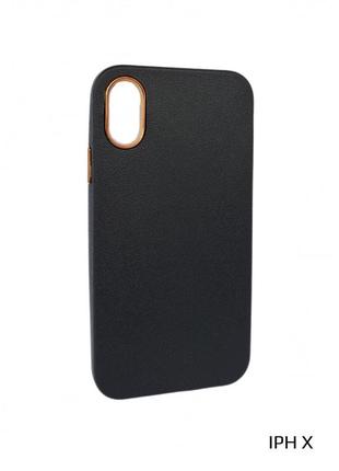 Чехол leather case — iphone x  — black