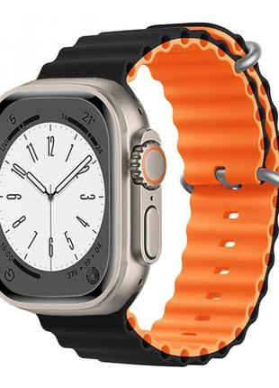 Ремінець ocean band design — apple watch 42 mm | 44 mm | 45 mm | 49 mm — black & orange
