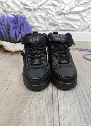 Зимние кожаные кроссовки для мальчика nike на меху черные размер 363 фото