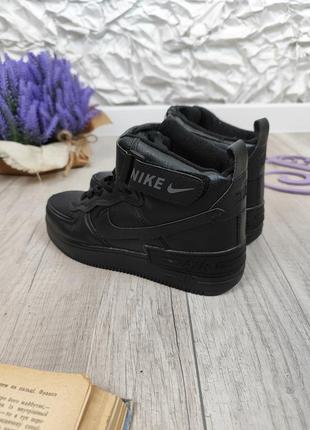 Зимние кожаные кроссовки для мальчика nike на меху черные размер 367 фото