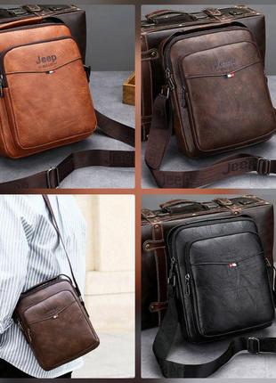 Модная мужская сумка планшет jeep повседневная, борсетка сумка-планшет для мужчин эко кожа