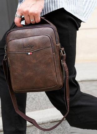 Модна чоловіча сумка планшет jeep повсякденна, барсетка сумка-планшет для чоловіків еко шкіра4 фото