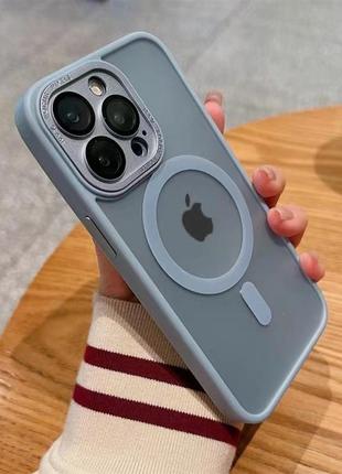 Protective camera matte clear case with magsafe — iphone 12  — sierra blue