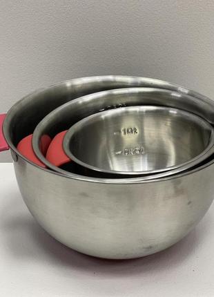 Набор мисок 3 шт с силиконовым дном german bowl a-plus 07993 фото