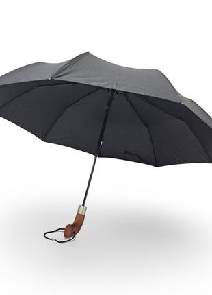 Мужской зонт полуавтомат с деревянной ручкой #034075