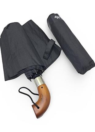 Мужской зонт полуавтомат с деревянной ручкой #034075