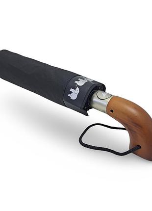 Мужской зонт полуавтомат с деревянной ручкой #034075