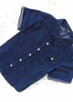 Стильная джинсовая рубашка с коротким рукавом kiabi1 фото