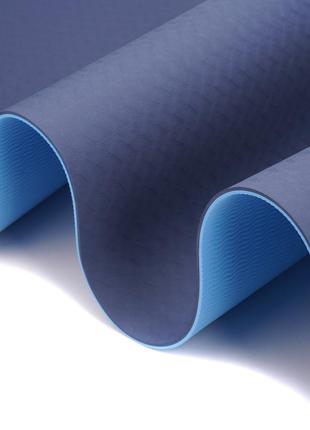 Килимок (мат) спортивний sportvida tpe 183 x 61 x 0.6 см для йоги та фітнесу sv-ez0058 blue/sky blue3 фото