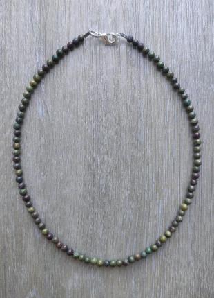 Тренд еко чокер, кольє, намисто, підвіска, буси, коралі, натуральний камінь (яшма "кров дракона"), унісекс