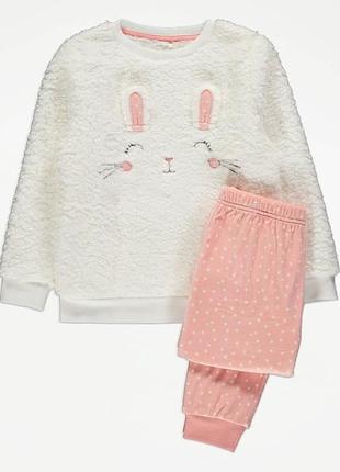 Теплая плюшевая пижама george на девочку 5-6 лет 110-116 см джордж реглан штаны