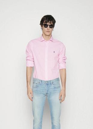 Класична сорочка ralph lauren slim fit poplin striped shirt pink/white5 фото