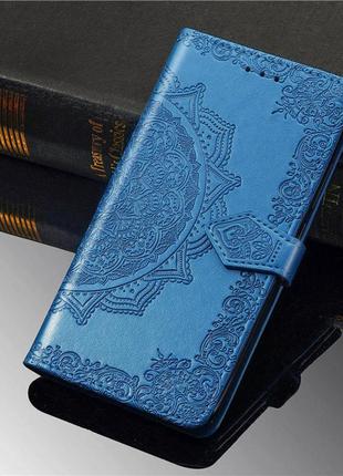 Шкіряна книжка обкладинка на zte blade v2020 smart blue leather case book з візитками для типу blade b2020 smart4 фото