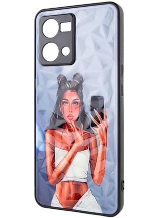 Чохол з принтом на oppo reno 7 4g чорний in білий / чохол з принтом на опо рено 7