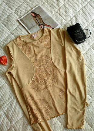 Гарна трикотажна кофта з золотистими трояндами від mi raa