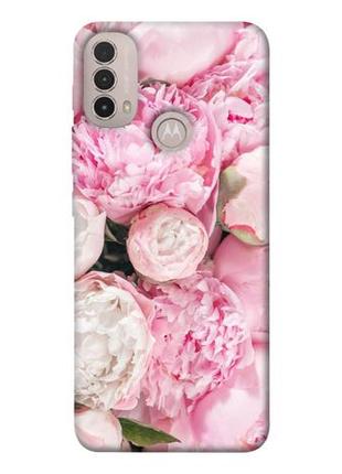 Чехол с принтом на моторола мото е40 pink peonies / чехол с принтом на motorola moto e40