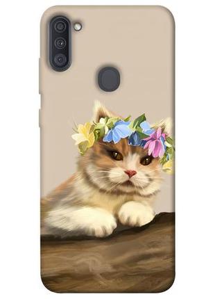 Чехол с принтом на самсунг галакси а11 cat in flowers / чехол с принтом на samsung galaxy a11