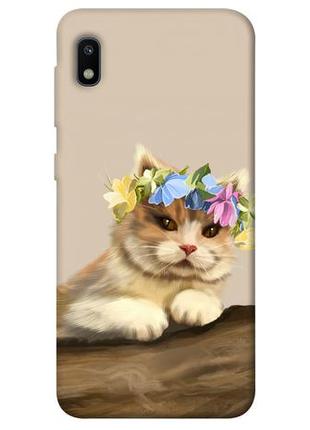 Чохол із принтом на samsung галаксі а10 cat in flowers / чохол із принтом на samsung galaxy a10