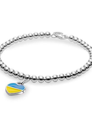 Срібний браслет з намистин "з україною в серці"