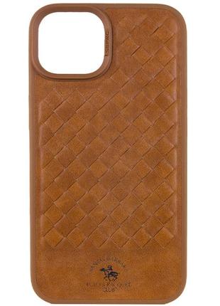 Кожаный чехол на iphone 15 plus brown / кожаный чехол на айфон 15 плюс