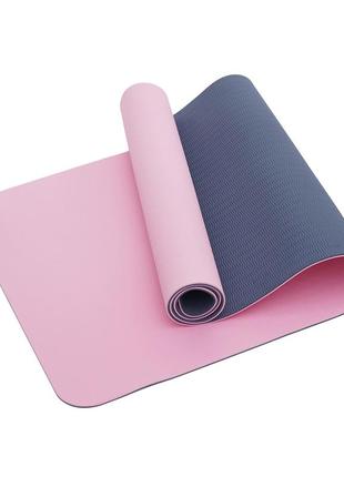 Килимок (мат) спортивний sportvida tpe 183 x 61 x 1 см для йоги та фітнесу sv-ez0064 pink/blue5 фото