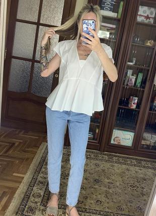 Белая рубашка zara m oversize1 фото