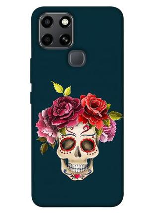 Чехол с принтом на инфиникс смарт 6 flower skull / чехол с принтом на infinix smart 61 фото