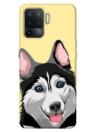 Чехол с принтом на оппо рено 5 лайт husky dog / чехол с принтом на oppo reno 5 lite