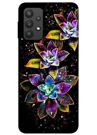 Чехол с принтом на самсунг галакси а32 flowers on black / чехол с принтом на samsung galaxy a32 4g