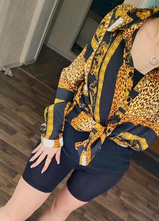 Атласная блуза с леопардовым принтом8 фото