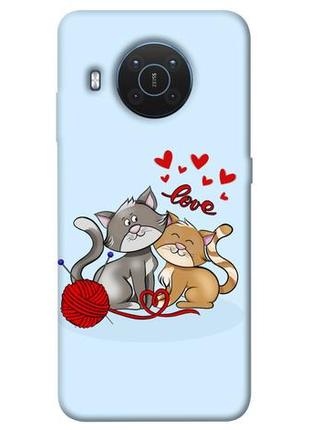 Чехол с принтом на нокия икс 10 / нокия икс 20 два кота love / чехол с принтом на nokia x10 / nokia x20