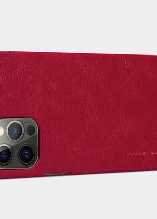 Кожаный чехол книжка на iphone 12 pro max красный кожаный чехол книжка на айфон 12 про макс4 фото