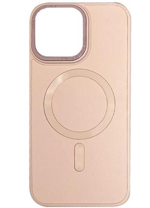 Противоударный кожаный чехол с magsafe на iphone 11 pro max розовый / чехол на айфон 11 про макс