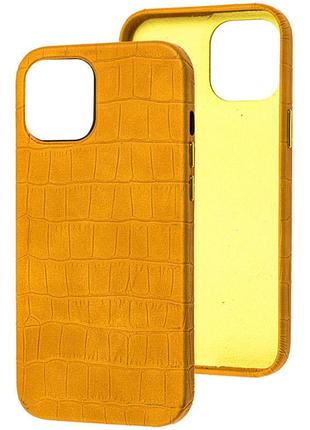 Кожаный чехол на iphone 13 pro yellow кожаный чехол на айфон 13 про