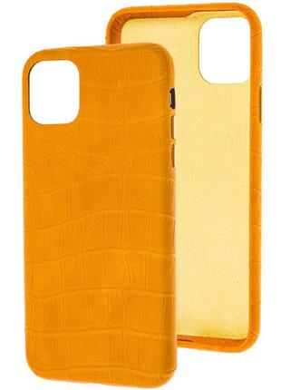 Кожаный чехол с микрофиброй на iphone 11 pro yellow кожаный чехол на айфон 11 про