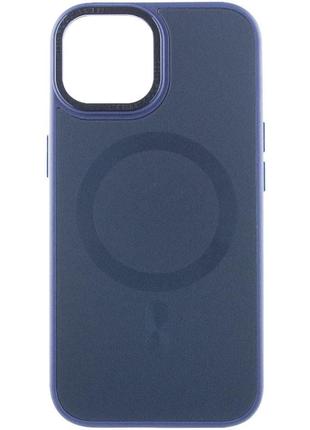 Матовый противоударный чехол на iphone 15 синий / матовый противоударный чехол на айфон 15
