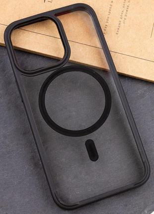 Силиконовый полупрозрачный чехол с magsafe на iphone 14 pro черный / чехол на айфон 14 про4 фото