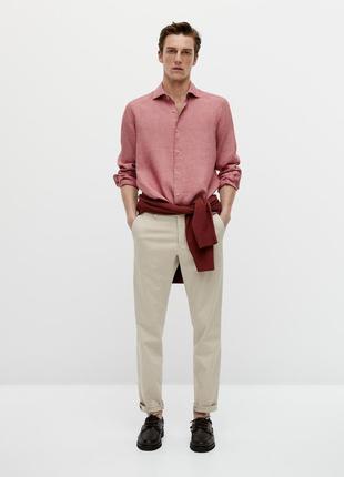 Новая льняная мужская рубашка massimo dutti